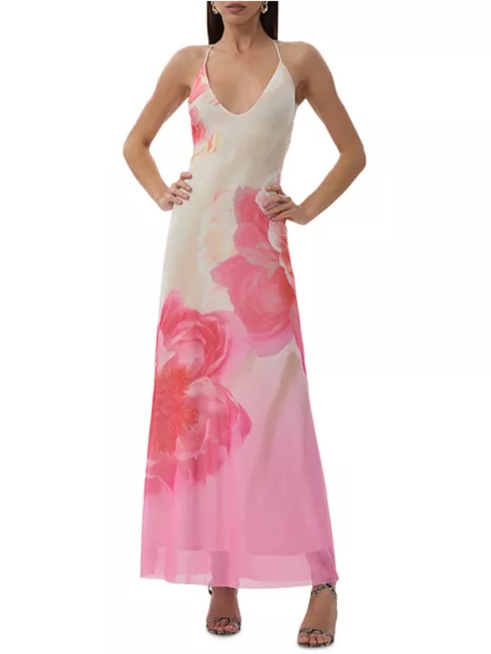 AFRM Romy Placed Floral Mesh Maxi Dress